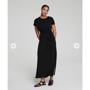 Spanx AirEssentials Women's Black Tie-Waist Maxi Dress NWT Size Large